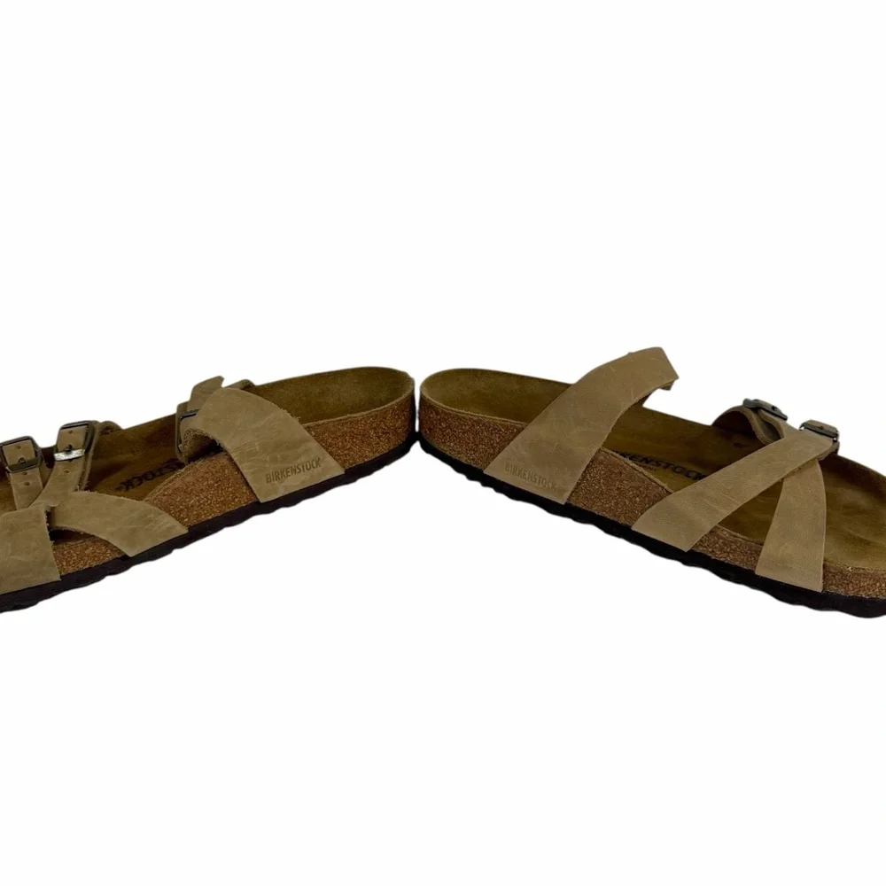 Birkenstock Tan Leather Franca Slide Sandals Size 39 - Picture 8 of 9